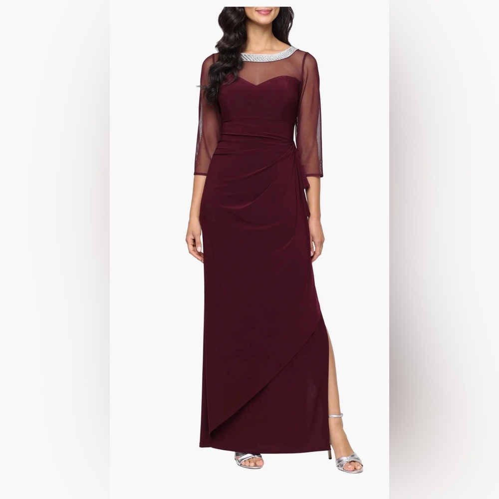 Alex Evenings Illusion Embellished Detail Jersey Gown Size:20W $199